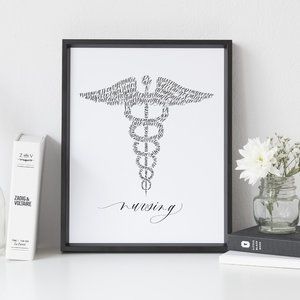 Nurse Caduceus RN LPN Word Art